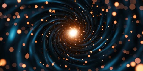 Poster - A swirling cosmic vortex filled with luminous particles and deep blue hues, evoking the mysteries of space and time.