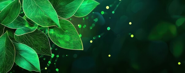 Aufkleber - A close-up of vibrant green leaves with a softly blurred background, evoking a fresh and natural atmosphere.