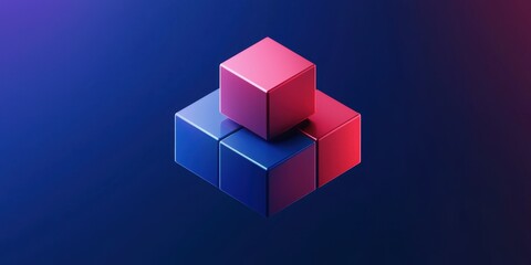 Aufkleber - A vibrant digital composition featuring three-dimensional cubes arranged in a stylish stack against a gradient background.