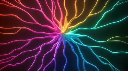 Poster - A vibrant display of colorful, swirling lines radiating outward, creating a mesmerizing, abstract pattern reminiscent of energy or light.