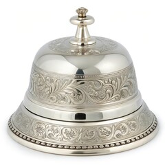 Sticker - Silver Bell with Engraved Scrollwork on a white background