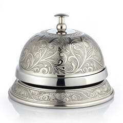 Sticker - Silver Bell with Engraved Scrollwork on a white background