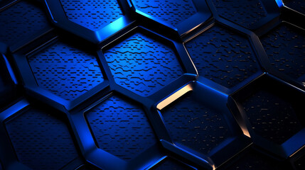 Aufkleber - abstract modern futuristic wallpaper blue bright metallic surface triangles with metallic wire mesh 
