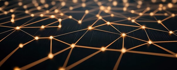 Poster - A network of glowing nodes interconnected by lines, creating an abstract representation of digital connectivity and technology.