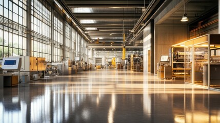 Poster - Modern Factory Interior with Extensive Window Walls