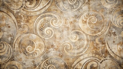 Wall Mural - Antique Swirling Pattern on Distressed Textured Background, Evoking a Sense of Aged Elegance and Timeless Design