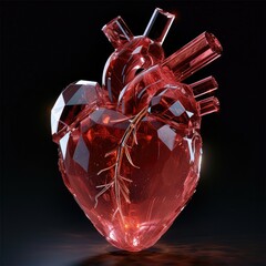 Poster - An anatomically-accurate heart made of red crystal.