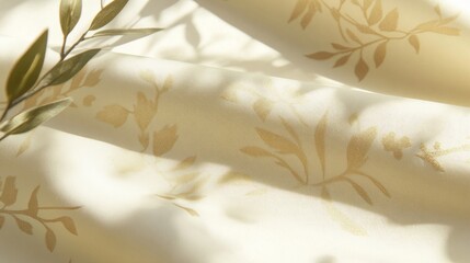 Poster - Elegant Cream Fabric With Gold Leaf Design