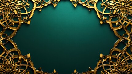 Poster - Gold Ornate Frame on Teal Background Design