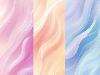 Poster - Gentle curves of pastel pink, peach, and blue create an elegant backdrop. This artwork evokes calmness and creativity, perfect for various design projects