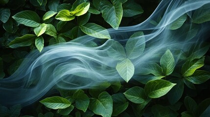 Aufkleber - Serene Smoke Trails Across Lush Green Foliage