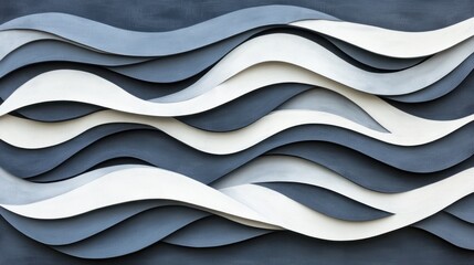 Aufkleber - Abstract Wave Pattern in Shades of Blue and White