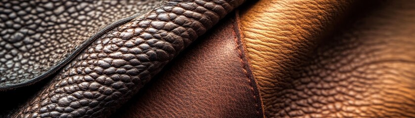Poster - Brown Leather Textures Close Up Detail Shot