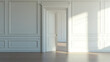 © Qaqas - white walls door frame abstract room background 3d render illustration