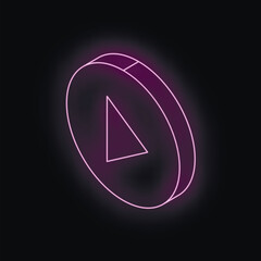 Poster - Play button with neon effect glowing on black background, perfect for multimedia content