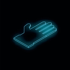 Poster - Neon blue glove isometric projection representing virtual reality, augmented reality, futuristic technology, and innovation