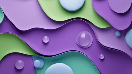 Poster - abstract violet and green colourful paper like structure with fading effect background texture 3d render illustration
