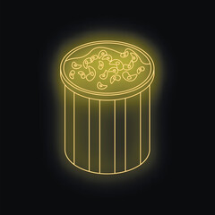 Poster - Glowing isometric drawing of a cup of instant noodles