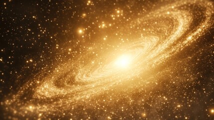 Poster - Golden Spiral Galaxy Cosmic Dust and Stars