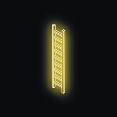 Poster - Glowing neon ladder illuminating dark space, representing career progress, achievement, and upward mobility