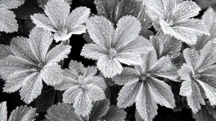 Poster - Dewdrops Adorn Silvertoned Flower Petals