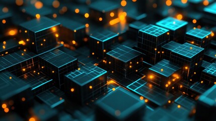 Aufkleber - Illuminated Cubes Form a Complex Digital Network