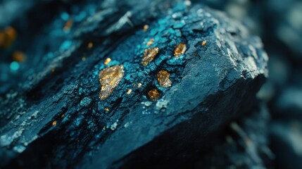 Poster - Gold embedded in dark teal rock surface