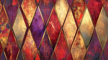 Poster - Abstract Diamond Pattern In Rich Jewel Tones