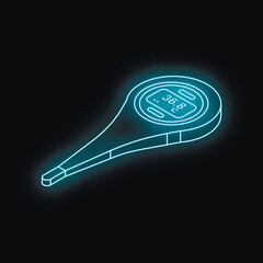 Poster - Digital medical thermometer showing temperature on black background