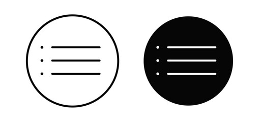 Menu icons pack vectors in black flat and strokes