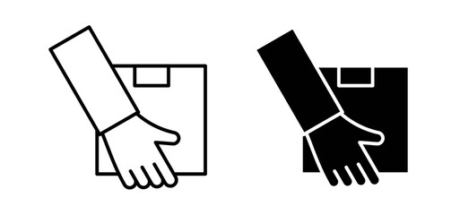 Poster - Hand holding box icons pack vectors in black flat and strokes