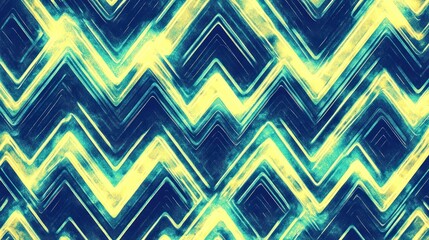 Aufkleber - Abstract Zigzag Pattern in Teal and Yellow Hues