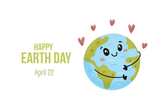 Cute earth day banner april 22 , ecology. Vector illustration
