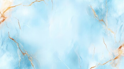 Poster - Soft blue watercolor backdrop with golden veins and cracked marble accents, offering a stylish and luxurious aesthetic for modern creative projects
