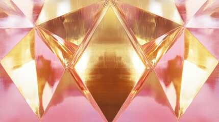 Poster - Abstract Geometric Gold and Pink Shiny Design
