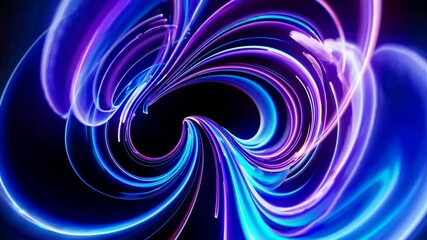 Poster -  An abstract glowing structure with smooth, curved energy waves in blue, purple, and red tones,