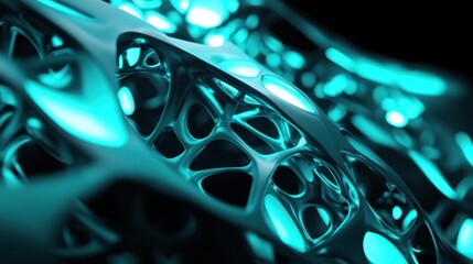 Poster - Abstract Teal Metallic Lattice Structure Design