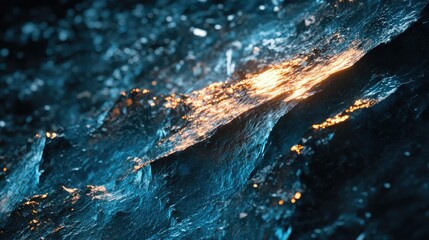 Poster - Abstract Blue And Gold Rocky Texture Background