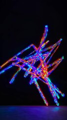 Aufkleber -  An abstract glowing structure with smooth, curved energy waves in blue, purple, and red tones,
