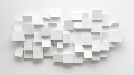 Poster - abstract flying white cubes in front of white background futuristic modern 3d render illustration