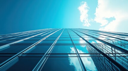 Aufkleber - Modern Glass Skyscraper Reflecting Sky And Clouds