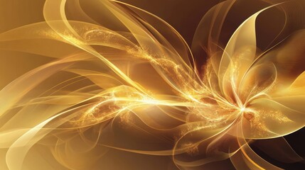 Poster - Golden Abstract Floral Wave Design Artwork