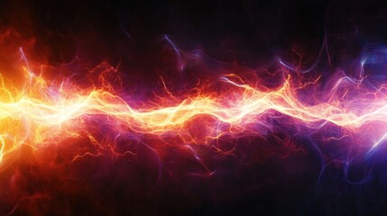 Aufkleber - Abstract fiery energy wave flowing across a dark background