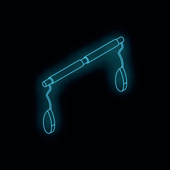 Poster - tonometer measuring intraocular pressure with blue neon glow on black background, representing ophth