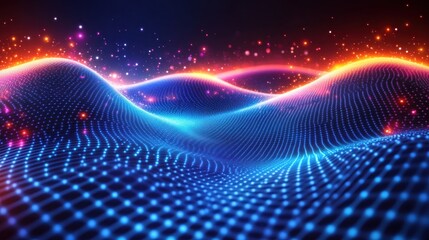 Poster - Abstract Digital Waveform Glowing With Vibrant Colors