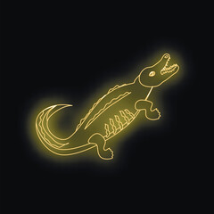 Poster - Stylized neon crocodile glowing on a black background, creating a striking visual
