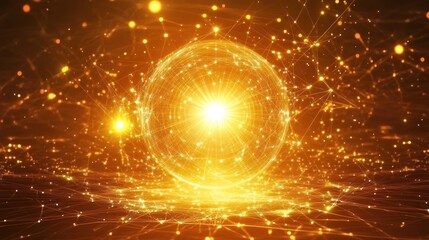 Poster - Golden Sphere Of Light Network Connections