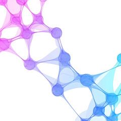 Poster - Abstract Colorful Network Connection with Nodes and Lines Visualization