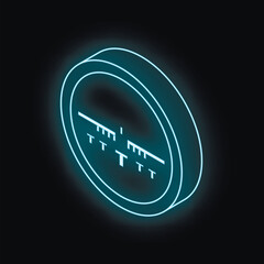 Poster - neon crosshair targeting icon glowing on a dark background, representing aiming, precision, and focu