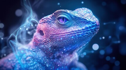 Aufkleber - A Mystical Lizard In Blue And Purple Hues